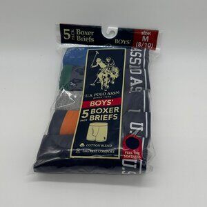 U.S. Polo Assn. Boys’ Boxer Briefs – Size Medium (8/10), 5 Pack, Brand New